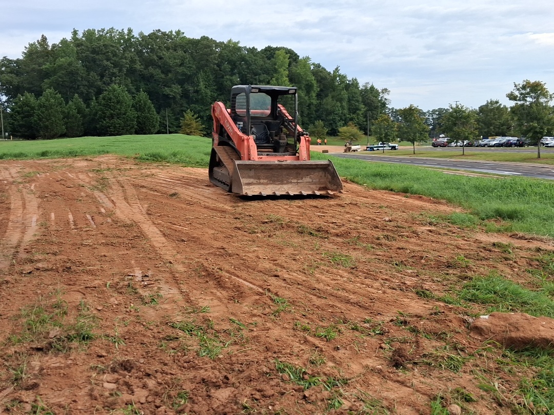 Our track loader grading a lot